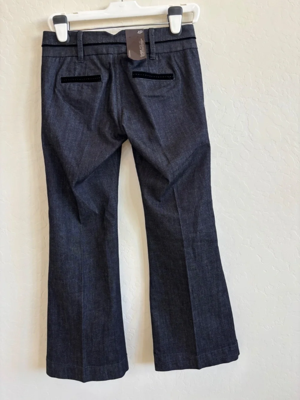 Banana Republic NWT Sloan Fit Pants Size 4P Petite Dark Blue Denim Dress Slacks - Picture 3 of 11